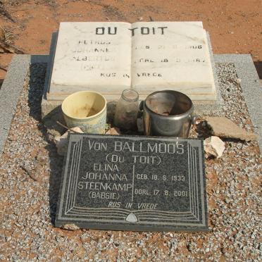 TOIT Petrus Johannes Albertus, du 1906-1987 :: VON BALLMOOS Elina Johanna Steenkamp nee DU TOIT 1933-2001