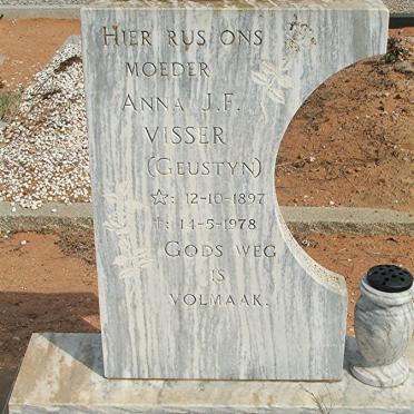 VISSER Anna J.F. nee GEUSTYN 1897-1978