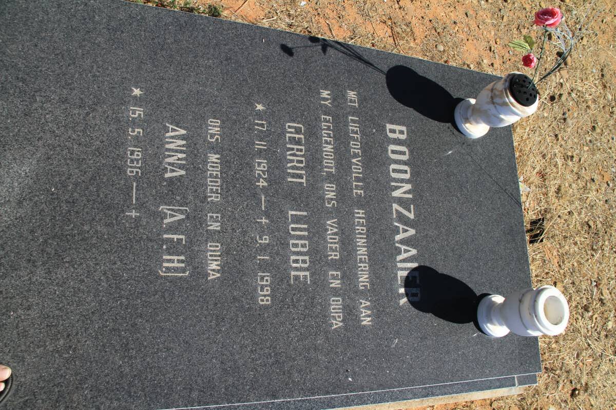 BOONZAAIER Gerrit Lubbe 1924-1998 &amp; A.F.H. 1936-