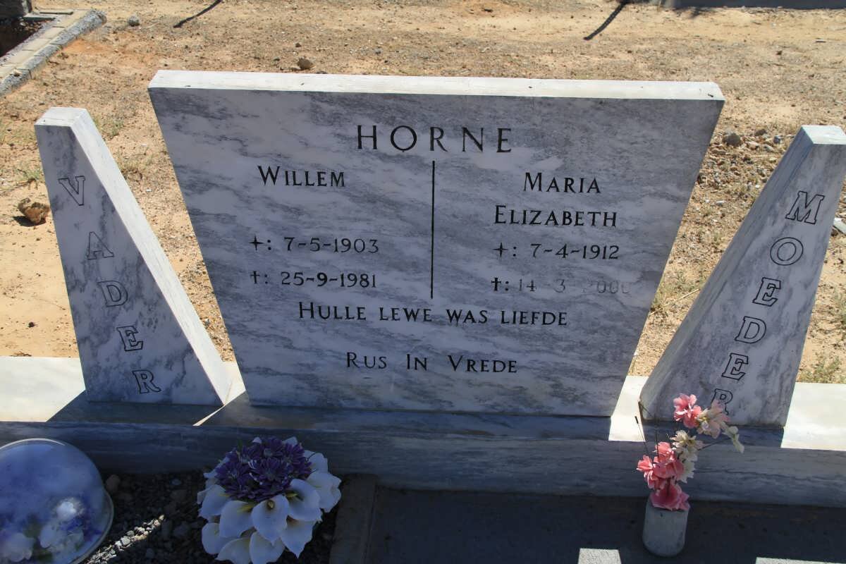 HORNE Willem 1903-1981 &amp; Maria Elizabeth 1912-2000