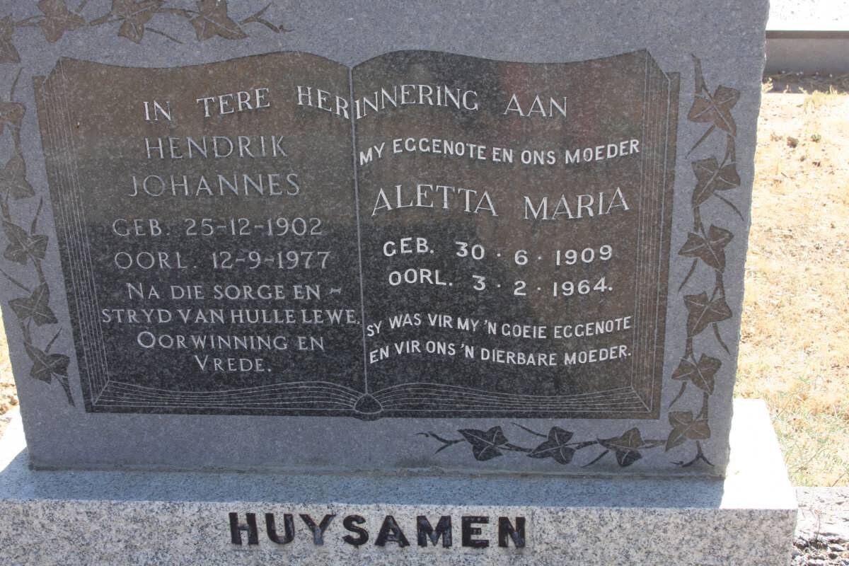 HUYSAMEN Hendrik Johannes 1902-1977 &amp; Aletta Maria 1909-1964