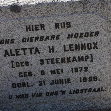 LENNOX Aletta H. nee STEENKAMP 1872-1959