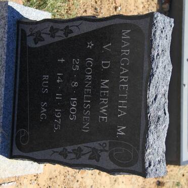 MERWE Margaretha M., v.d. nee CORNELISSEN 1905-1975
