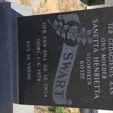 SWART Sanetta Henrietta formerly KOTZE nee VAN LILL 1904-1974
