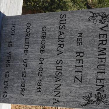 VERMEULEN Susarra Susanna nee REITZ 1911-1997