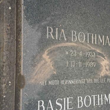 BOTHMA Basie 1932-2014 &amp; Ria 1933-1989 
