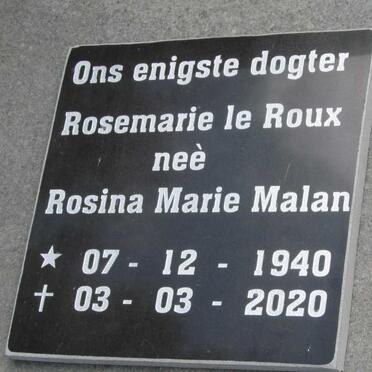 ROUX Rosina Marie, le nee MALAN 1940-2020