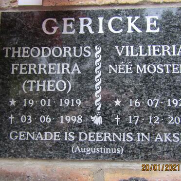 GERICKE Theodorus Ferreira 1919-1998 &amp; Villieria MOSTERT 1927-2013
