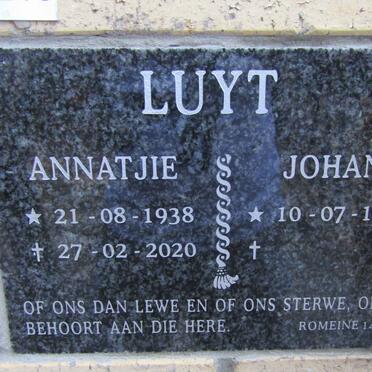 LUYT Johan 1938- &amp; Annatjie 1938-2020