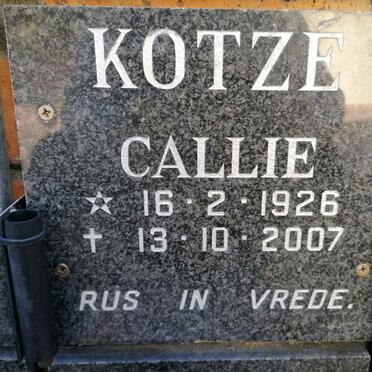 KOTZE Callie 1926-2007