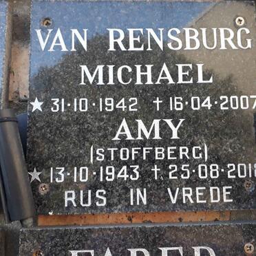 RENSBURG Michael, van 1942-2007 &amp; Amy STOFFBERG 1943-2018