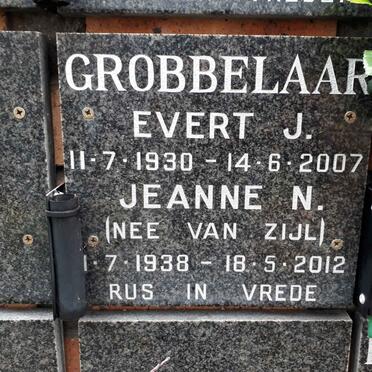 GROBBELAAR Evert J. 1930-2007 &amp; Jeanne N. VAN ZIJL 1938-2012