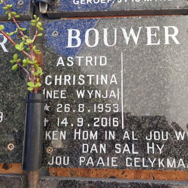 BOUWER Astrid Christina nee WYNJA 1953-2016