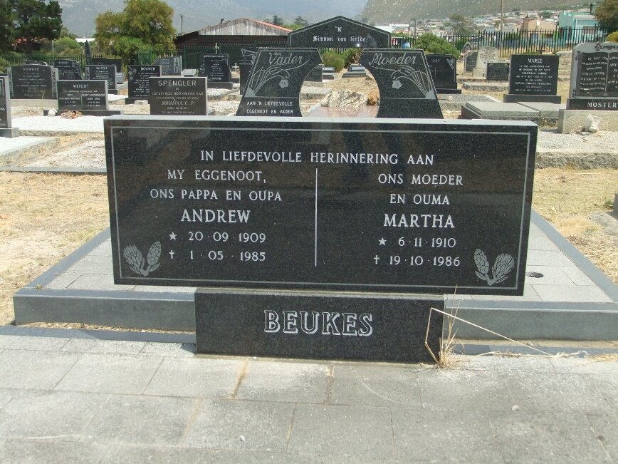 BEUKES Andrew 1909-1985 &amp; Martha 1910-1986