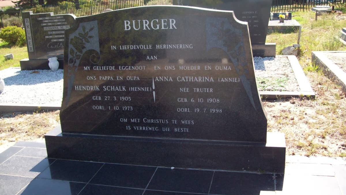 BURGER Hendrik Schalk 1905-1973 &amp; Anna Catharina TRUTER 1908-1998