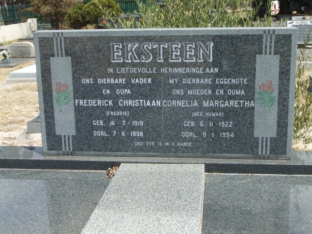 EKSTEEN Frederick Christiaan 1919-1989 &amp; Cornelia Margaretha HUMAN 1922-1994