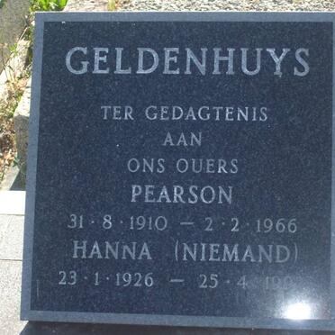 GELDENHUYS Pearson 1910-1966 &amp; Hanna NIEMAND 1926-1992