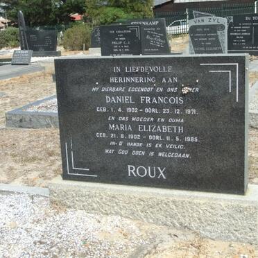 ROUX Daniel Francois 1902-1971 &amp; Maria Elizabeth 1902-1985