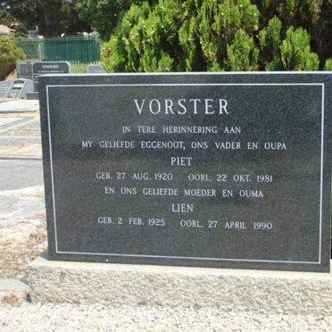 VORSTER Piet 1920-1981 &amp; Lien 1925-1990