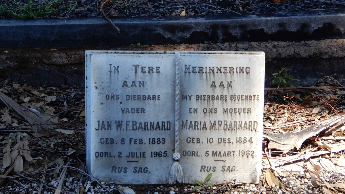 BARNARD Jan W.F. 1883-1965 &amp; Maria M.P. 1884-1962