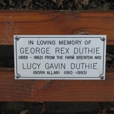 DUTHIE George Rex 1889-1962 &amp; Lucy Gavin ALLAN 1910-1993