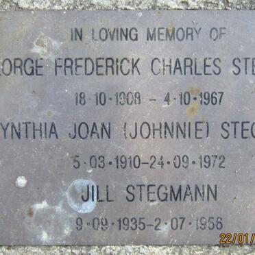 STEGMANN George Frederick Charles 1908-1967 :: STEGMANN Cynthia Joan 1910-1972 :: STEGMANN Jill 1935-1956