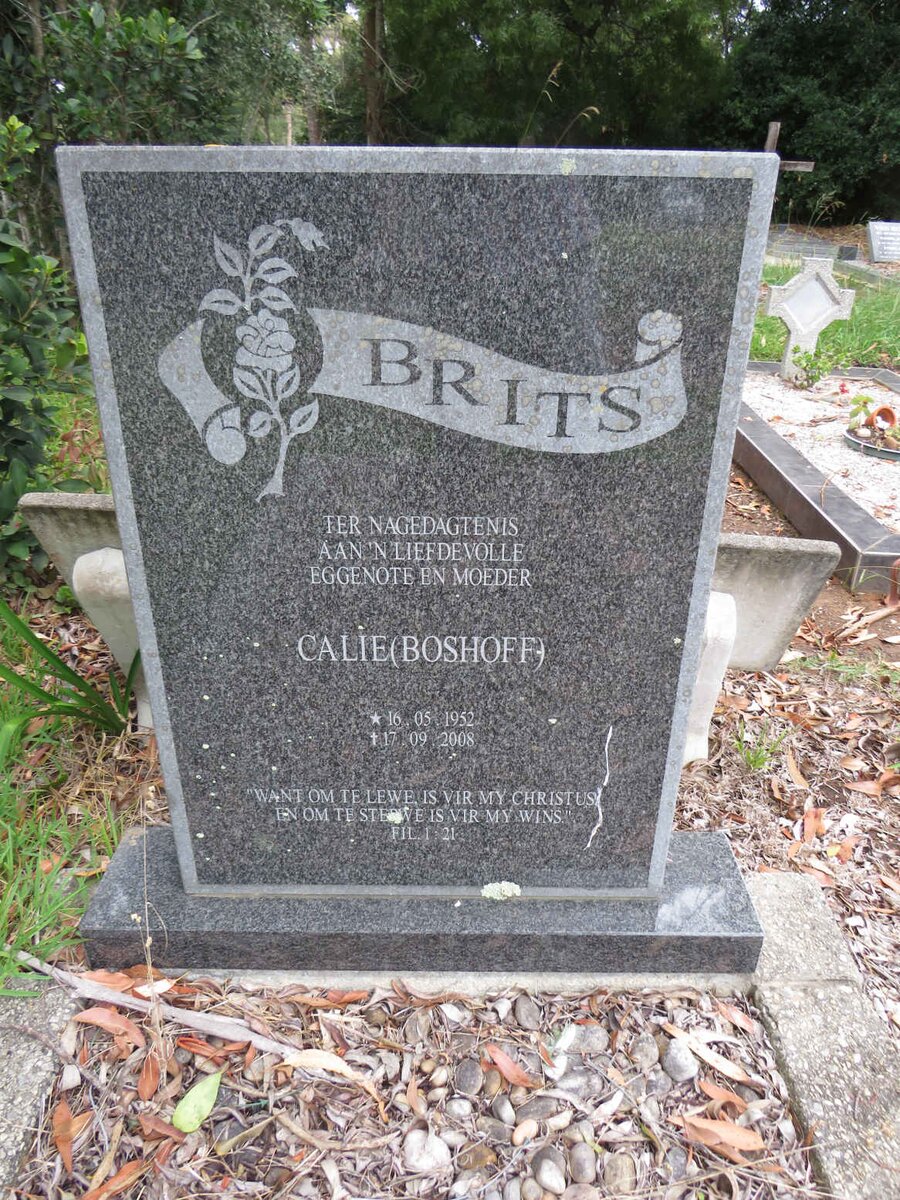 BRITS Calie nee BOSHOFF 1952-2008