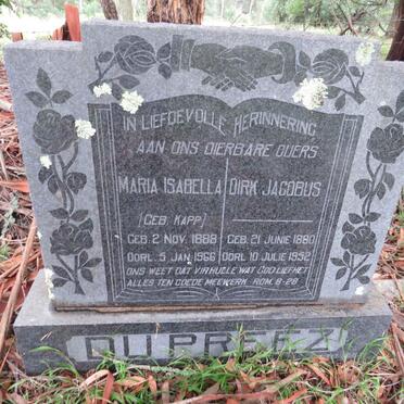 PREEZ Dirk Jacobus, du 1880-1952 & Maria Isabella KAPP 1888-1966