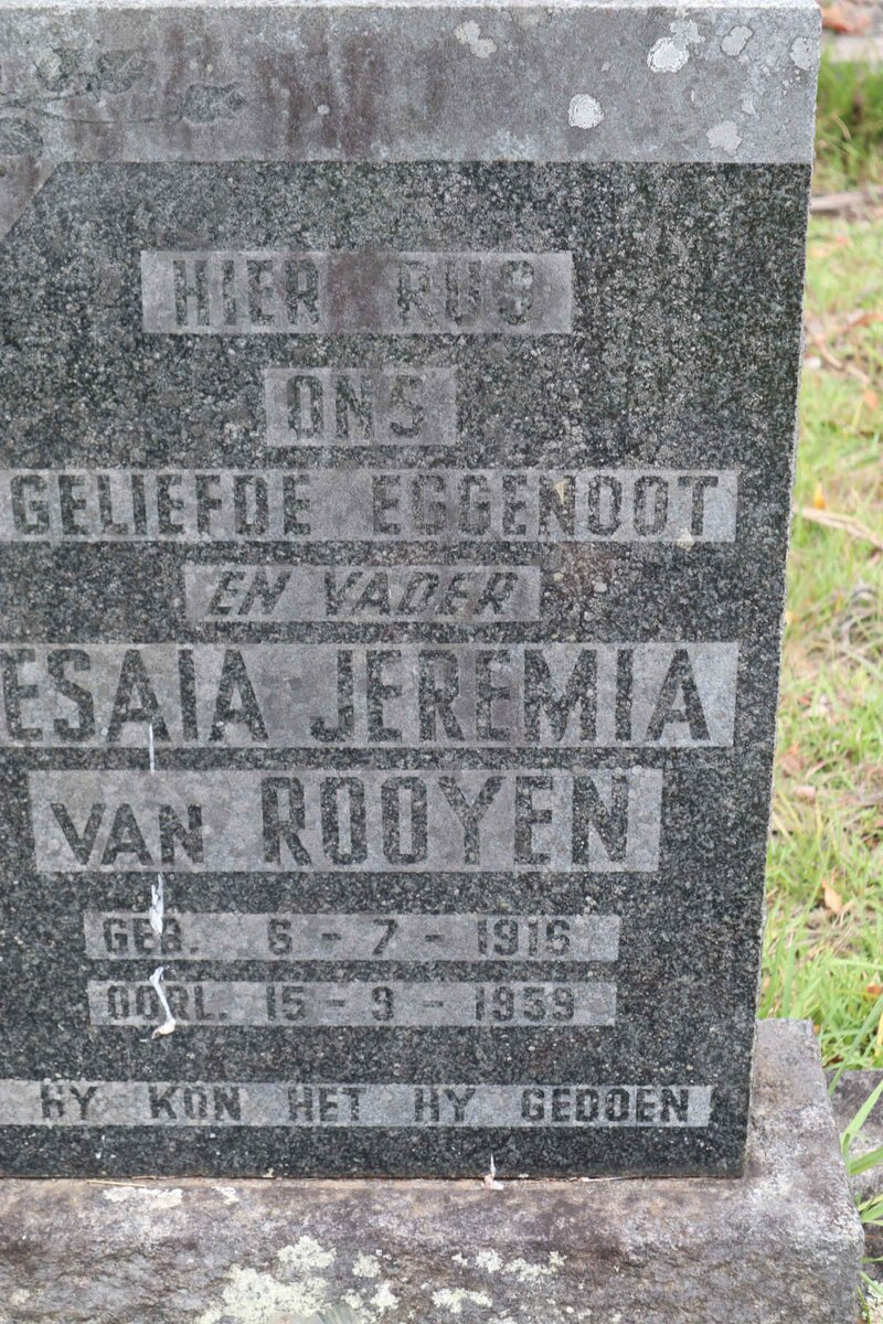ROOYEN Esaia Jeremia, van 1916-1959