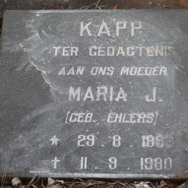KAPP Maria J. nee EHLERS 1898-1980