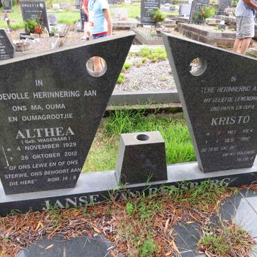 RENSBURG Kristo, Janse van 1924-1982 & Althea WAGENAAR 1929-2012