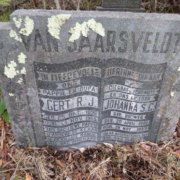 JAARSVELDT Gert R.J., van 1896-1965 & Johanna S.C. BOUWER 1901-1959