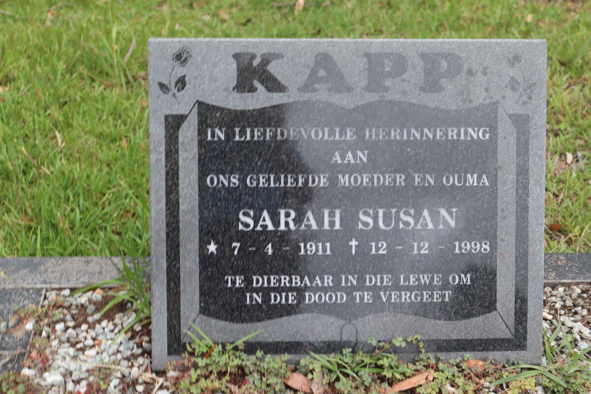 KAPP Sarah Susan 1911-1998