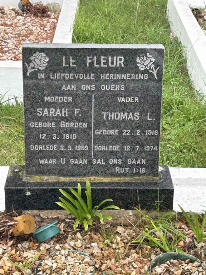 FLEUR Thomas L., le 1916-1974 & Sarah F. GORDEN 1910-1989