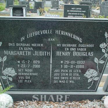 SHARE Henry Douglas 1937-1988 &amp; Margareth Judith 1929-2000