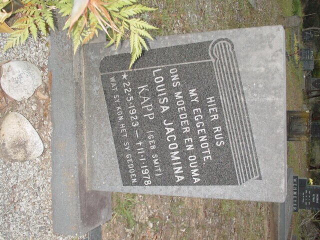 KAPP Louisa Jacomina nee SMIT 1923-1978