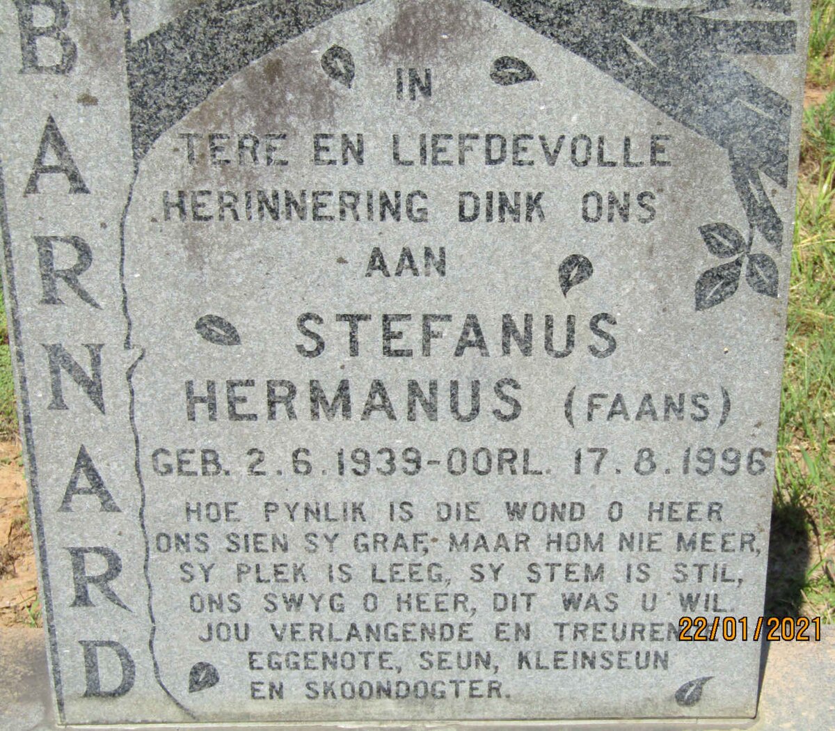 BARNARD Stefanus Hermanus 1939-1996