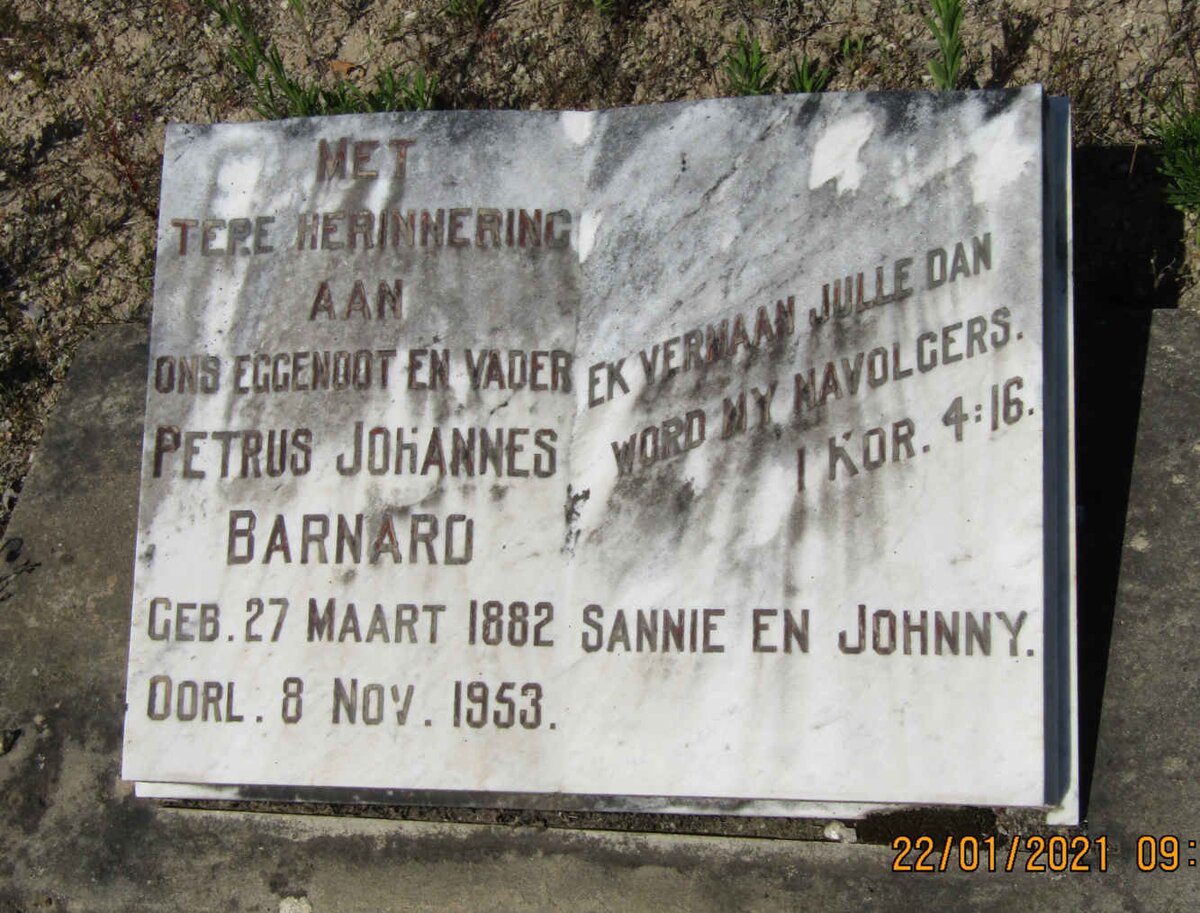 BARNARD Petrus Johannes 1882-1953