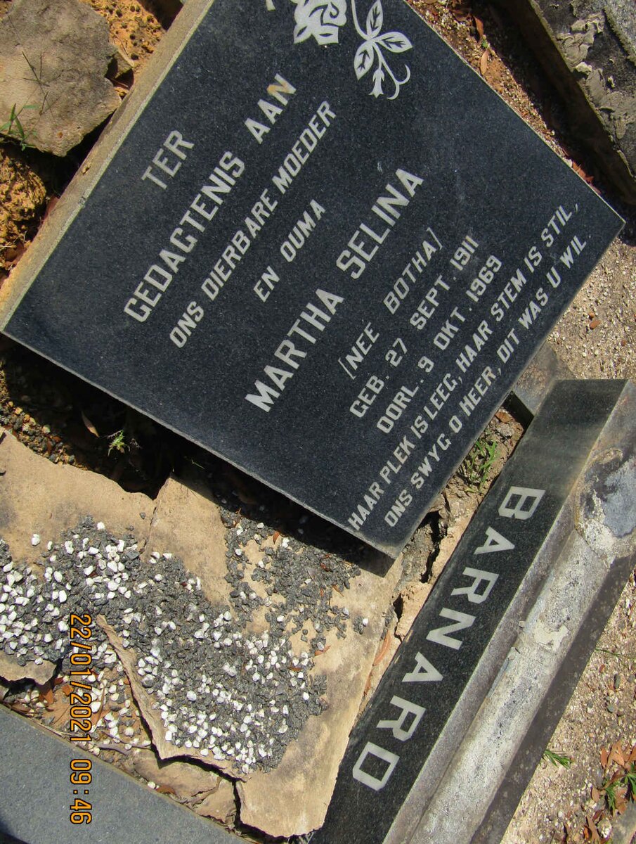 BARNARD Martha Selina nee BOTHA 1911-1969