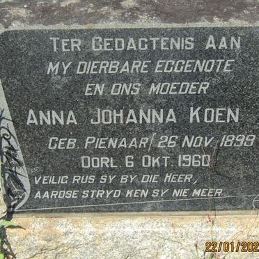 KOEN Anna Johanna nee PIENAAR 1899-1960