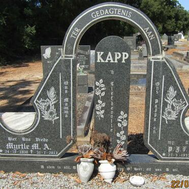 KAPP P.J.F. 1933-1984 &amp; Myrtle M.A. 1938-2013