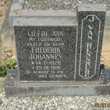 RENSBURG Frederik Johannes, J van 1926-1991