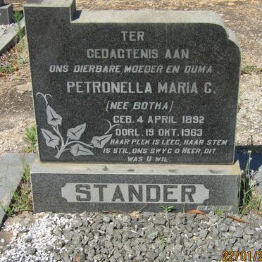 STANDER Petronella Maria C. nee BOTHA 1892-1963