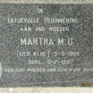 ? Martha M.C. nee KLUE 1905-1957