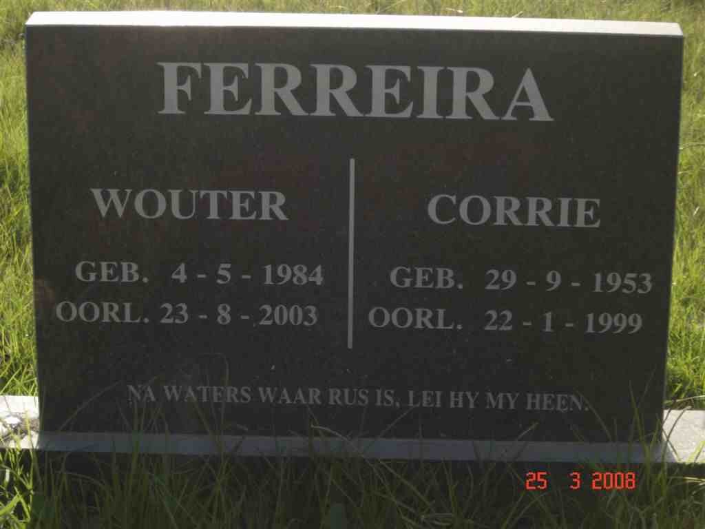 FERREIRA Wouter 1984-2003 &amp; Corrie 1953-1999