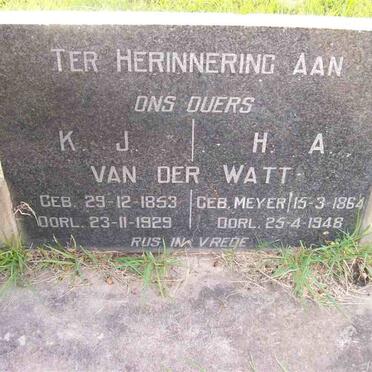 WATT K.J., van der 1853-1929 &amp; H.A. 1864-1948