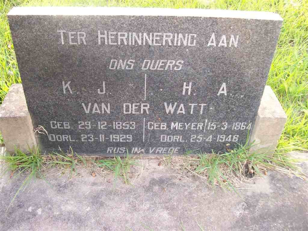 WATT K.J., van der 1853-1929 &amp; H.A. 1864-1948