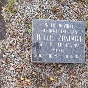 ZONDAGH Hester Jacoba nee MEYER 1899-1994