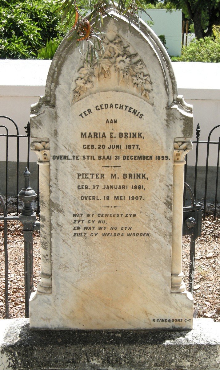BRINK Pieter M. 1881-1907 &amp;  Maria E. 1877-1899
