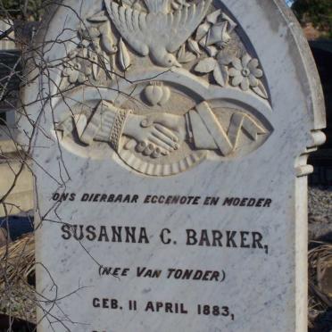 BARKER Susanna C. nee VAN TONDER 1883-1930